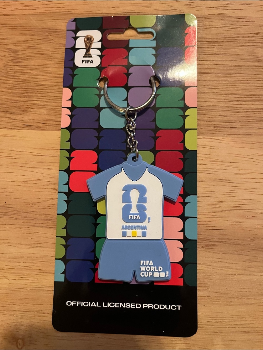 Argentina FIFA 2026 Soccer Light Blue & White Jersey Keychain Officially License
